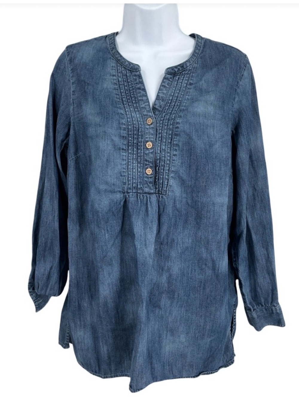 Pure Jill indigo Women’s Denim-Look Tunic Top - Blue